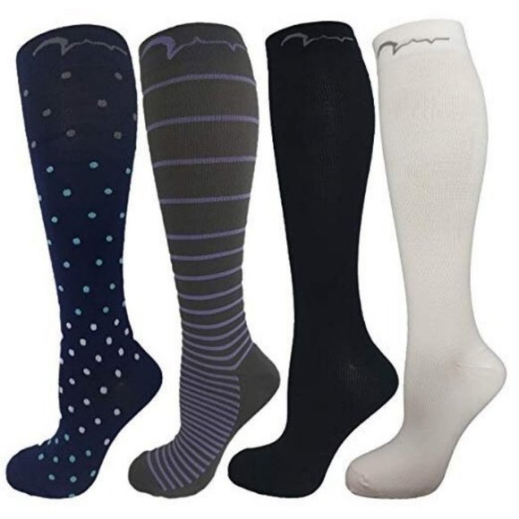 4 Pair Medium Compression Socks Men and Women Best - Picture 1 of 8